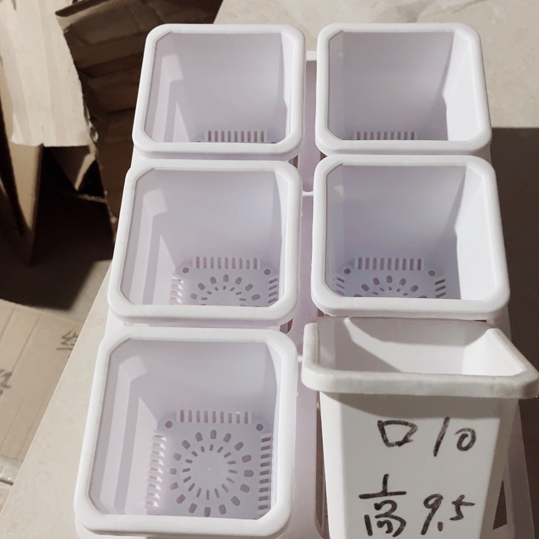 塑料升级款景天10方白色盆12个盆带2拖架