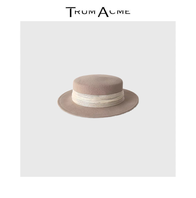 TrumAcme~2025秋季新款简约平顶礼帽复古显脸小毡帽时尚百搭平沿