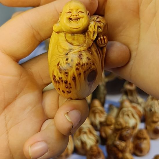 柏木（崖柏）太行崖柏笑佛手把件