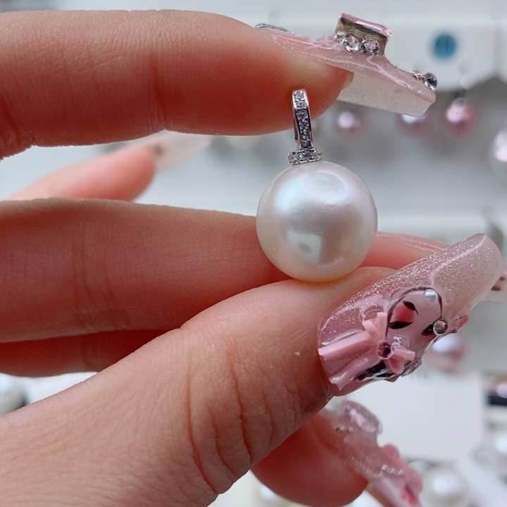 银S925镶嵌颈饰淡水珍珠13➕