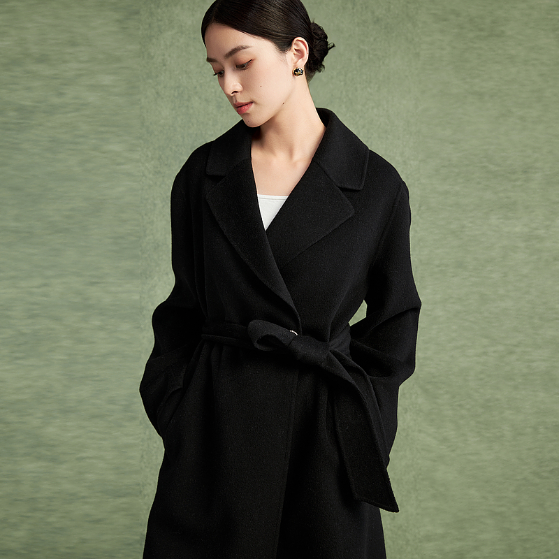 斜纹双面绵羊毛大衣2024年冬季新款时尚设计感-MJFD05HLC121B11