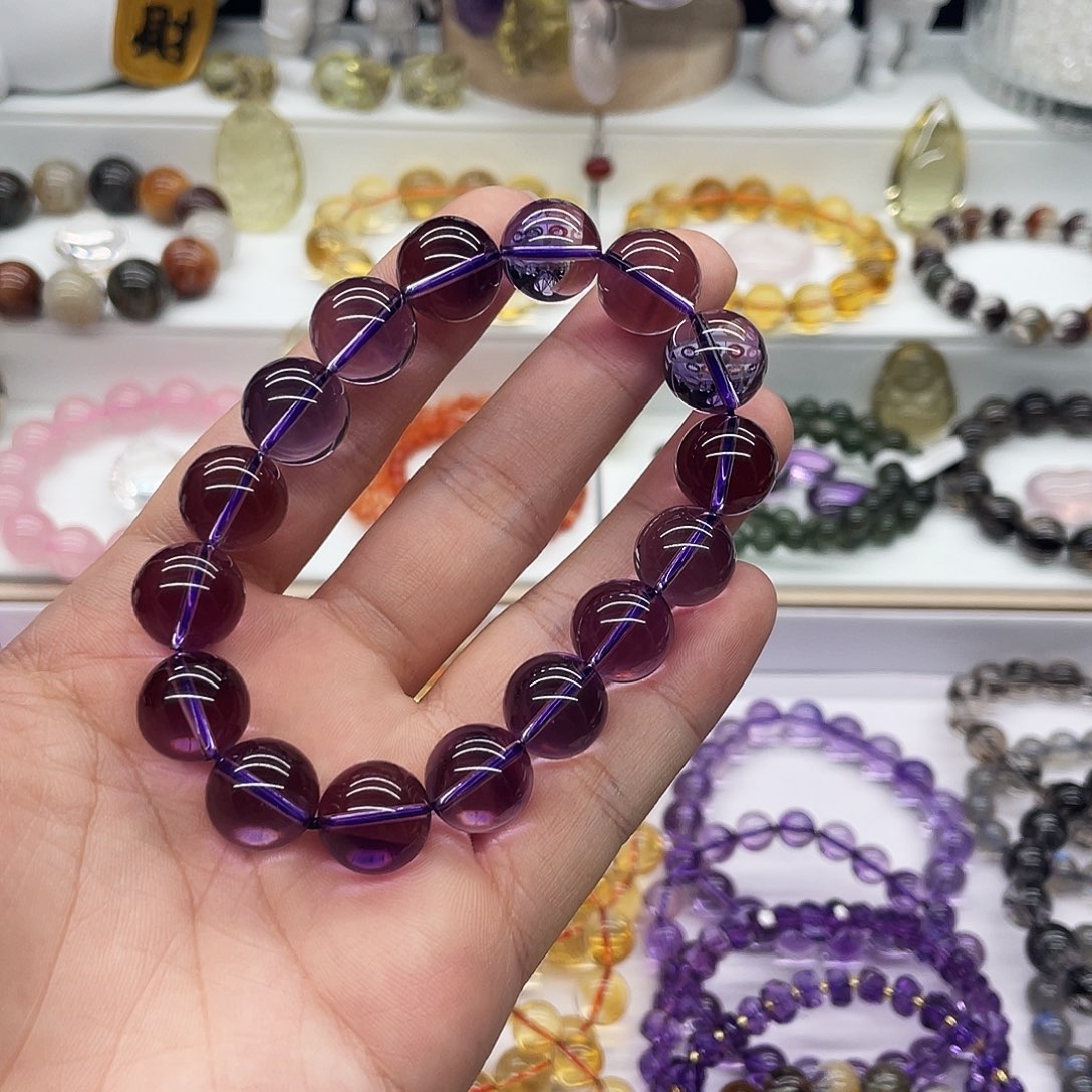 水晶手串未镶嵌纯天然巴西紫水晶手串