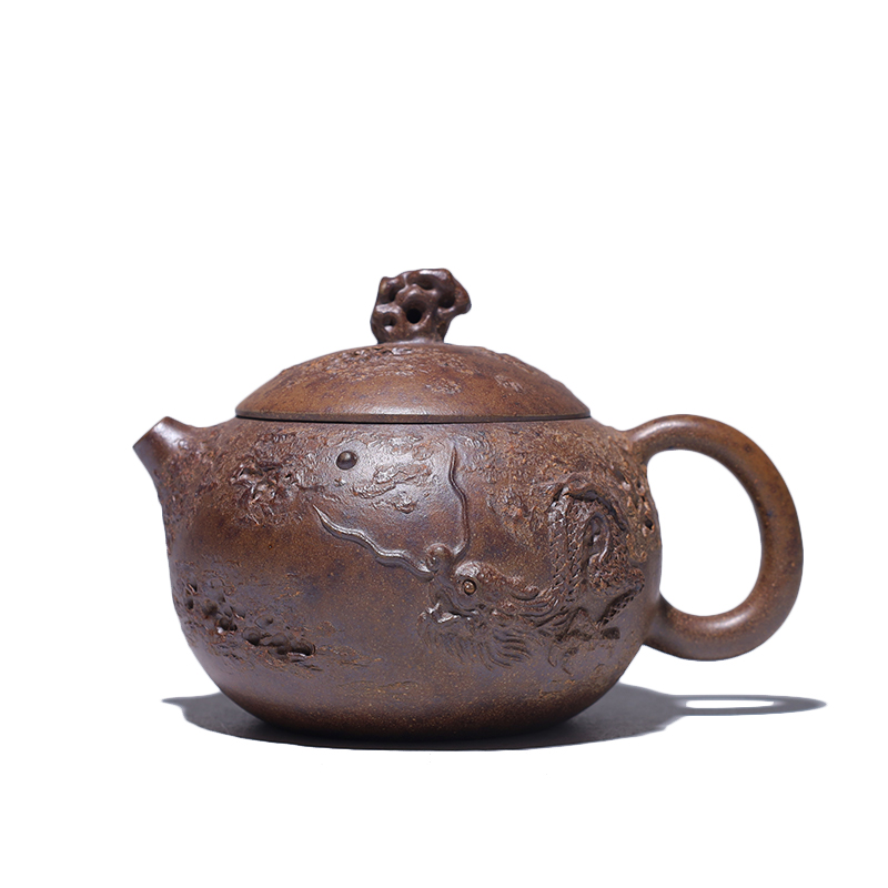 ZJ28【大吉羊】徐顺伟 游龙西施 本绿柴烧 150ml紫砂壶 青墨