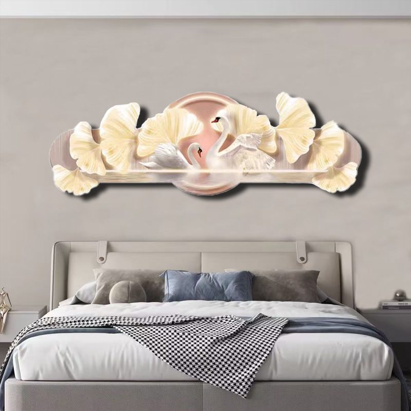 D275天鹅床头画卧室挂画主卧室挂画羽毛床头装饰画家居挂画捡漏2