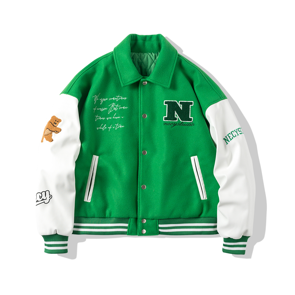 NECYN-21秋冬-WT15-刺绣小熊加厚毛呢外套