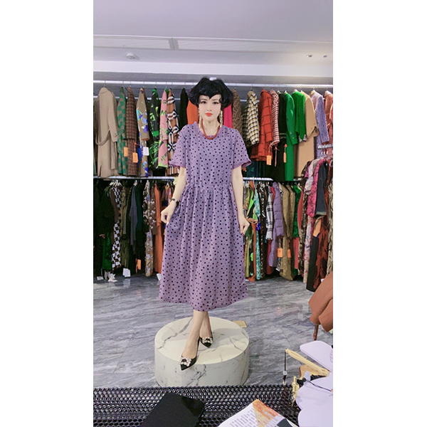 Q653  时尚气质休闲女士夏季复古连衣裙