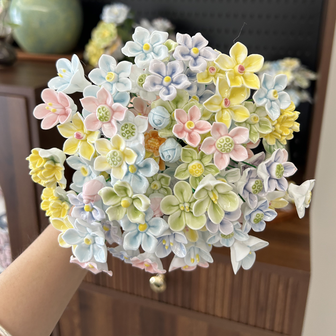 (直播拆）景德镇手工陶瓷仿真花手工制品微瑕介意慎拍