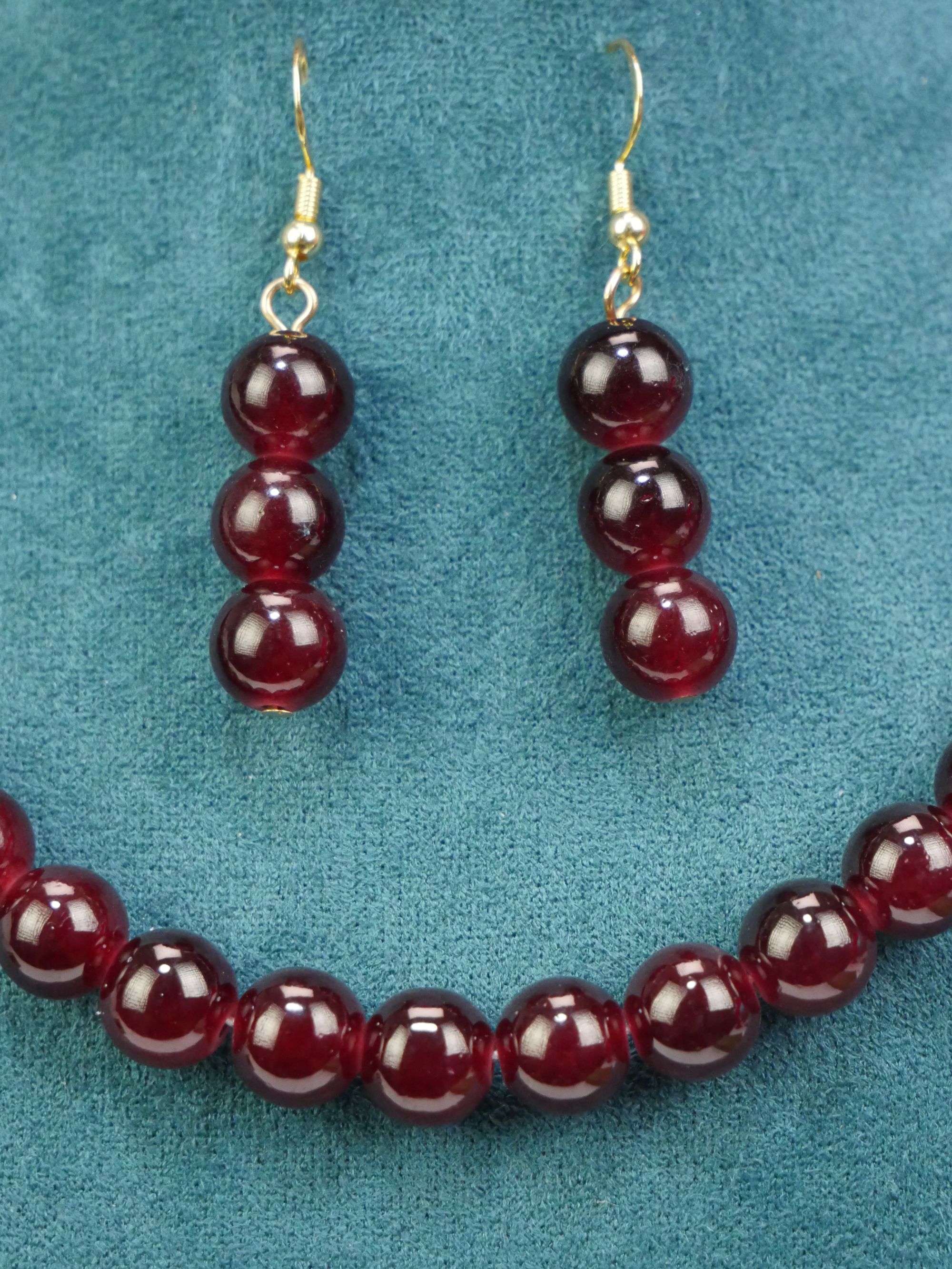 非金属仿珍珠项链 女新款红色珍珠百搭精美项链耳环89号链接