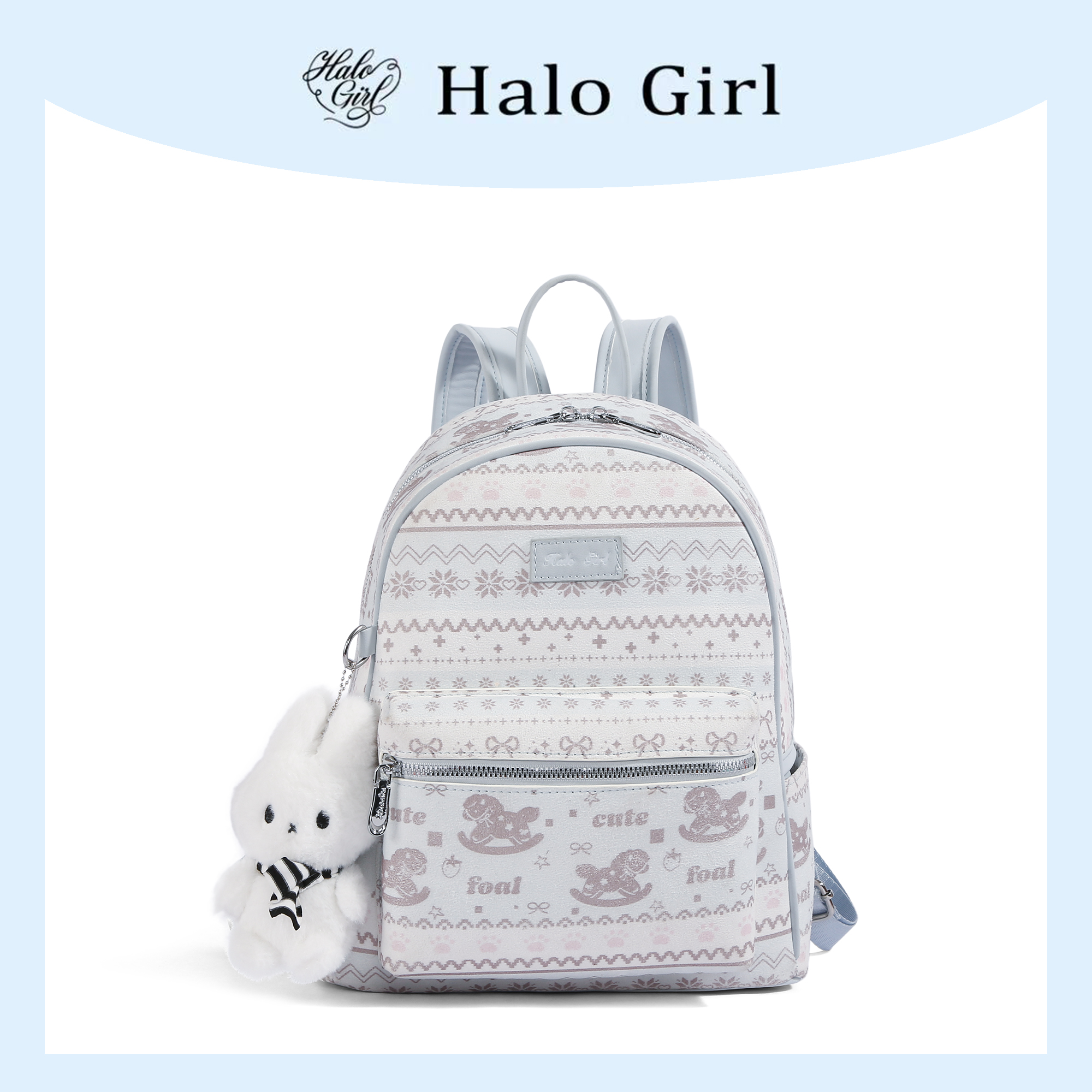 一张同学【长约28宽14高32cm】时尚双肩包C8848蓝