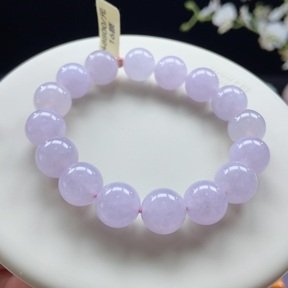 翡翠颈饰未镶嵌翡翠樱花粉紫手串卡11+