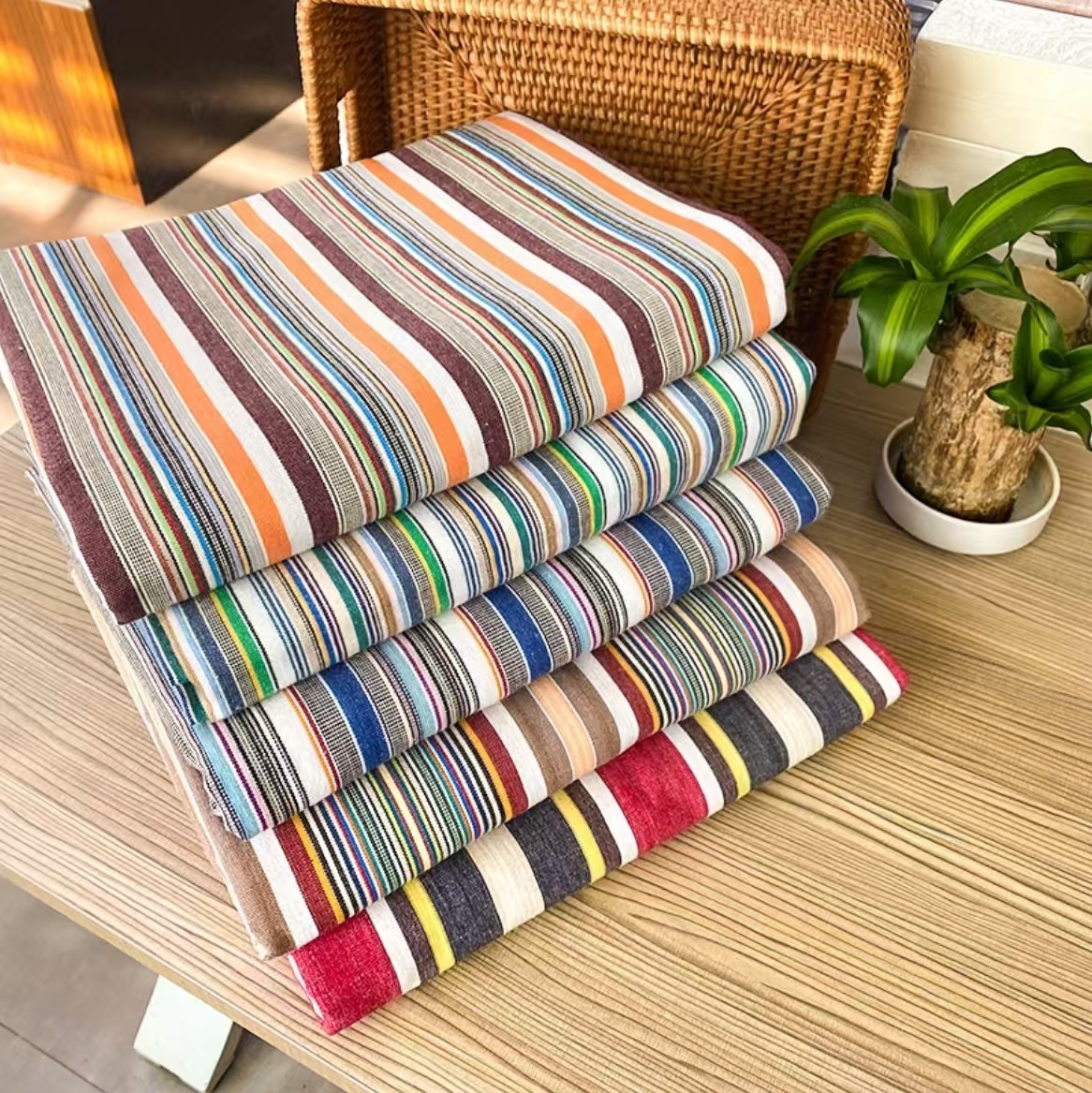 纯棉素色条纹床单柔软舒适老粗布订单撤柜处理