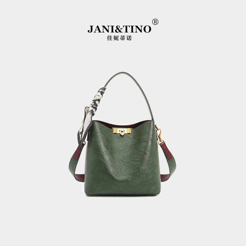 JANITINO/佳妮蒂诺F当季新款洋气高级感复古女士单肩手提包4973绿