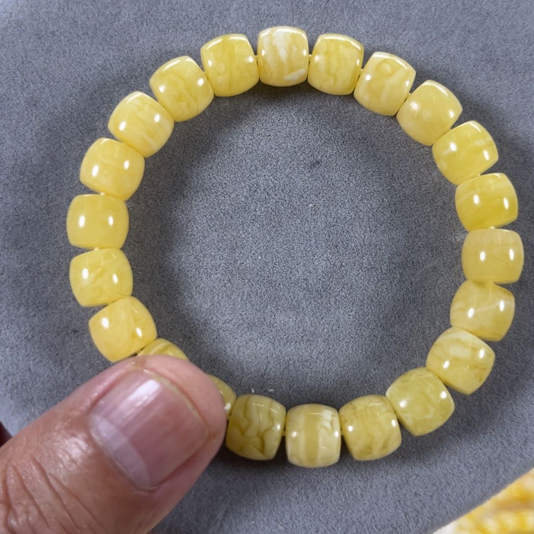 蜜蜡手串未镶嵌我****果纯天然俄料白花虎皮