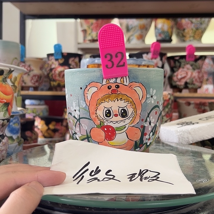 景德镇幸运花盆手绘韩式花盆