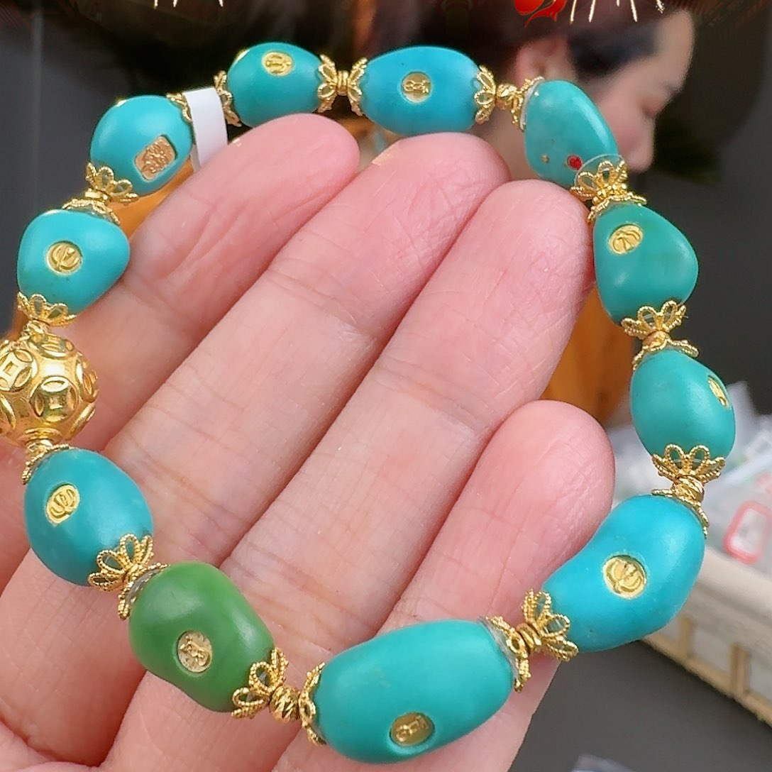 绿松石珠宝奇石18K金镶嵌