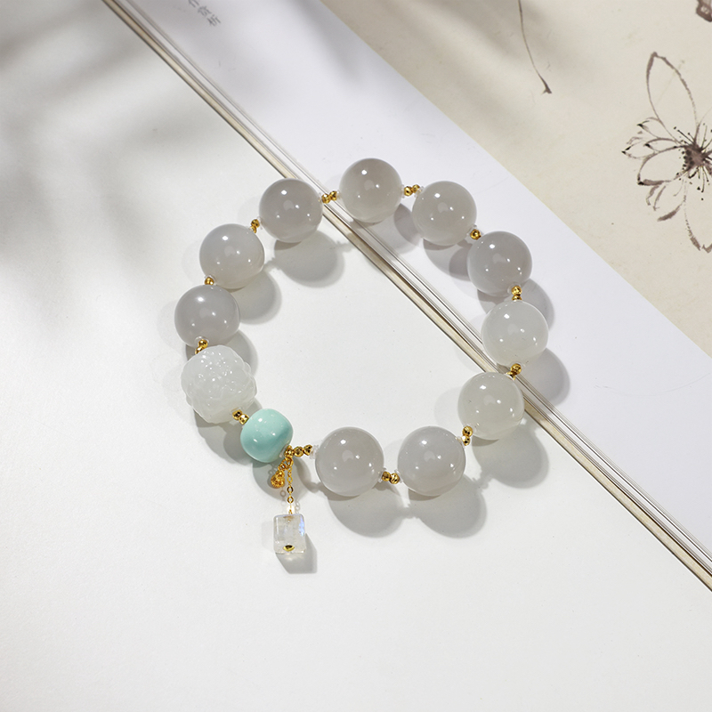 「霜降」烟紫和田玉手串原创设计师款