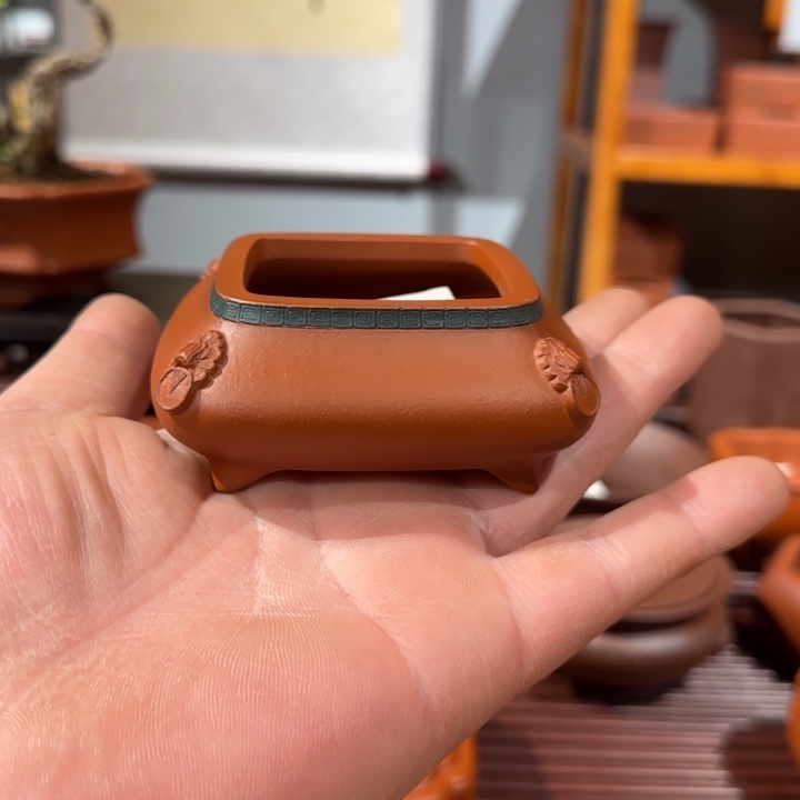 紫砂花盆金*狼全手工制作