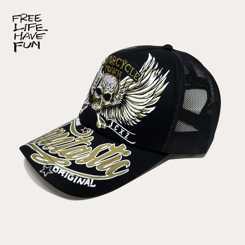 刺绣帽子机车风休闲棉帽可调节棒球帽鸭舌帽哈雷百搭复古男女同款