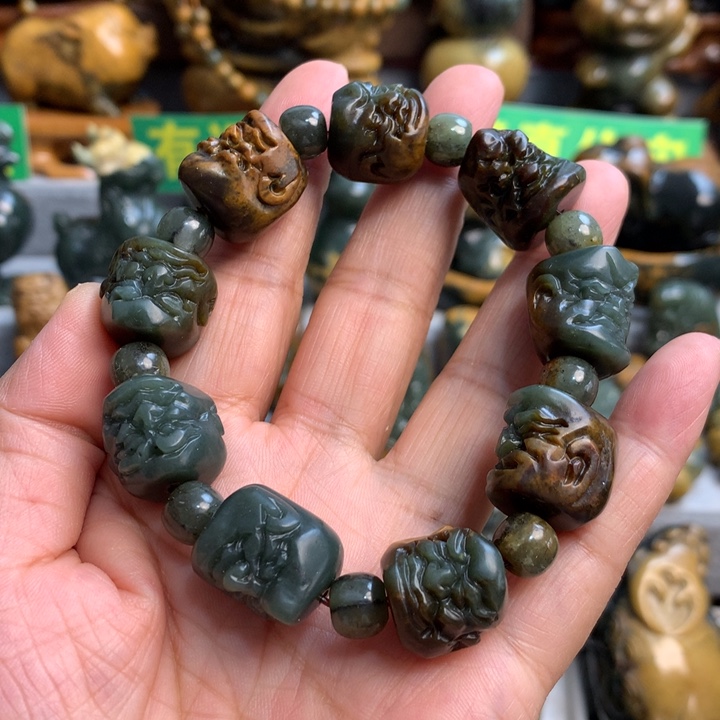 岫岩河磨玉（透闪石质玉）手把件未镶嵌