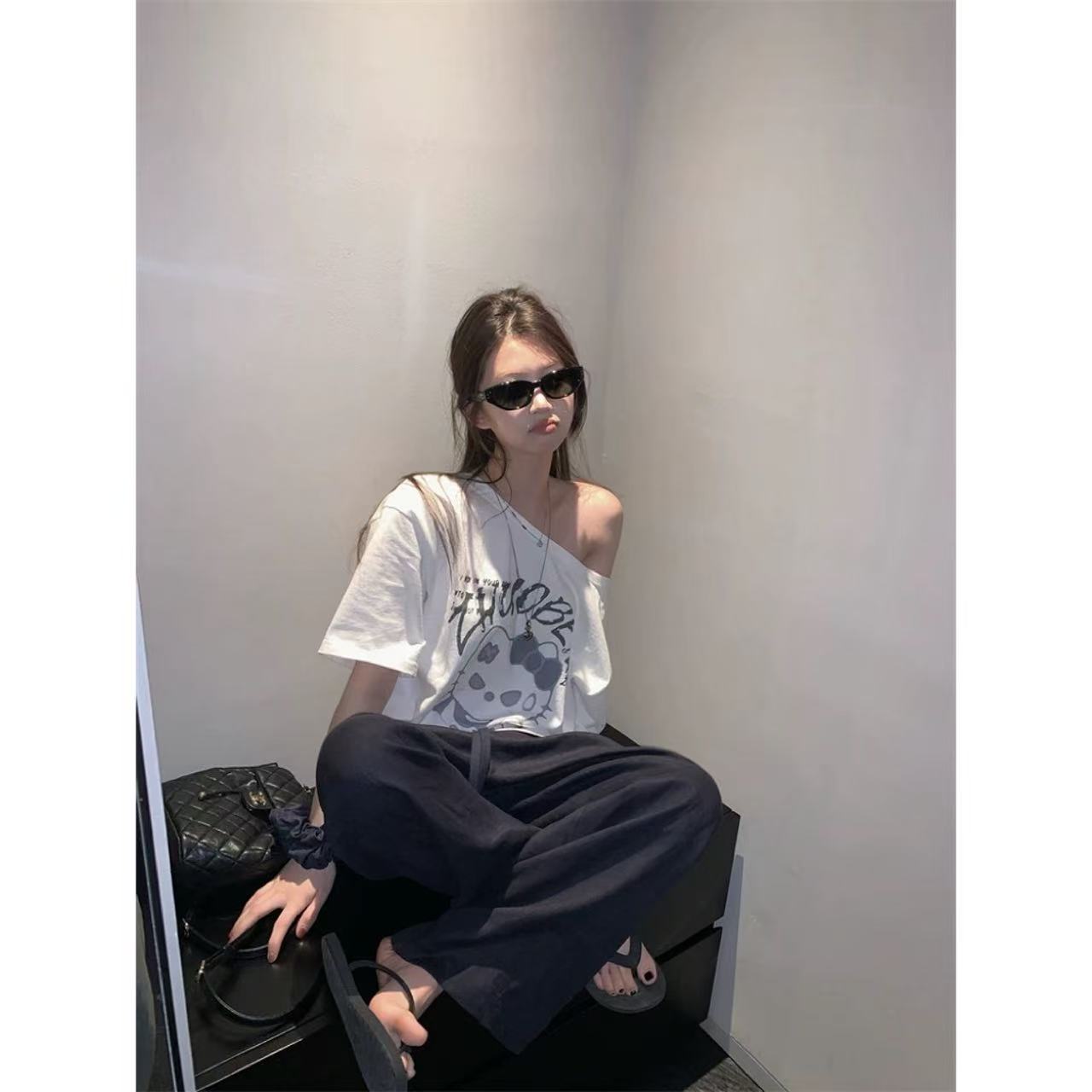 徐秋阳  奔跑kt（大版型）夏季新款百搭时尚休闲显瘦显白短袖13027