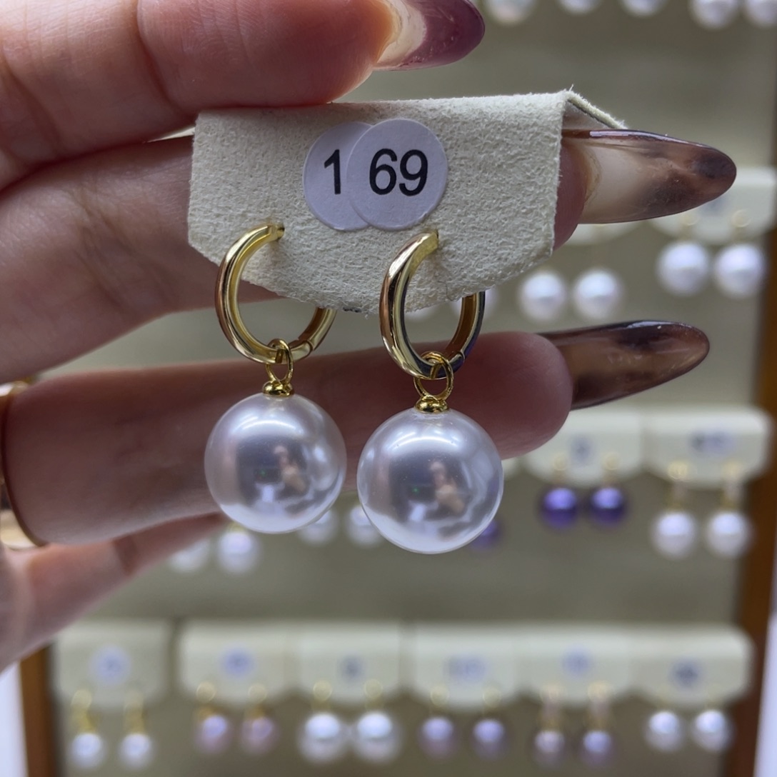 淡水珍珠耳饰银S925镶嵌