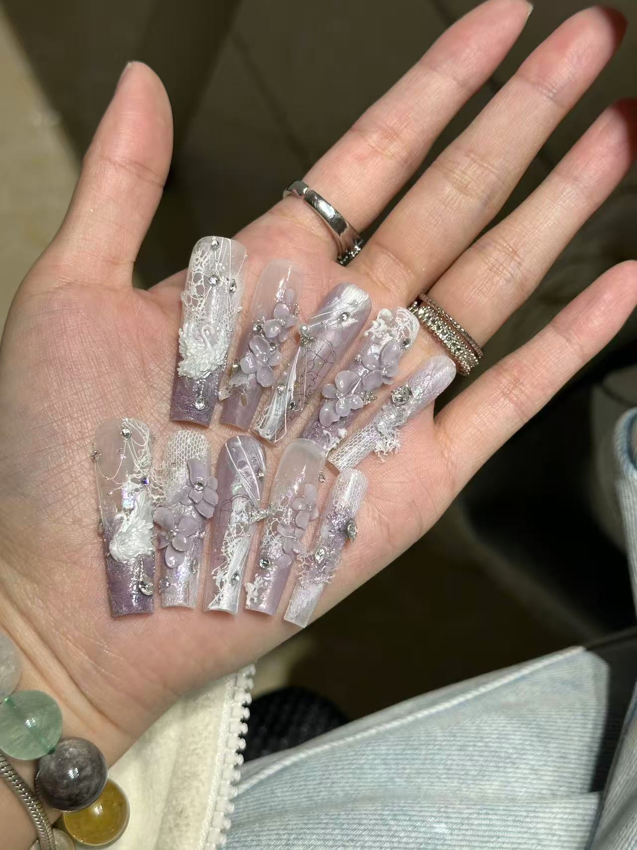 Less.nail"紫晶·繁花“高级显白秋冬款纯手工穿戴甲【NO退NO换】
