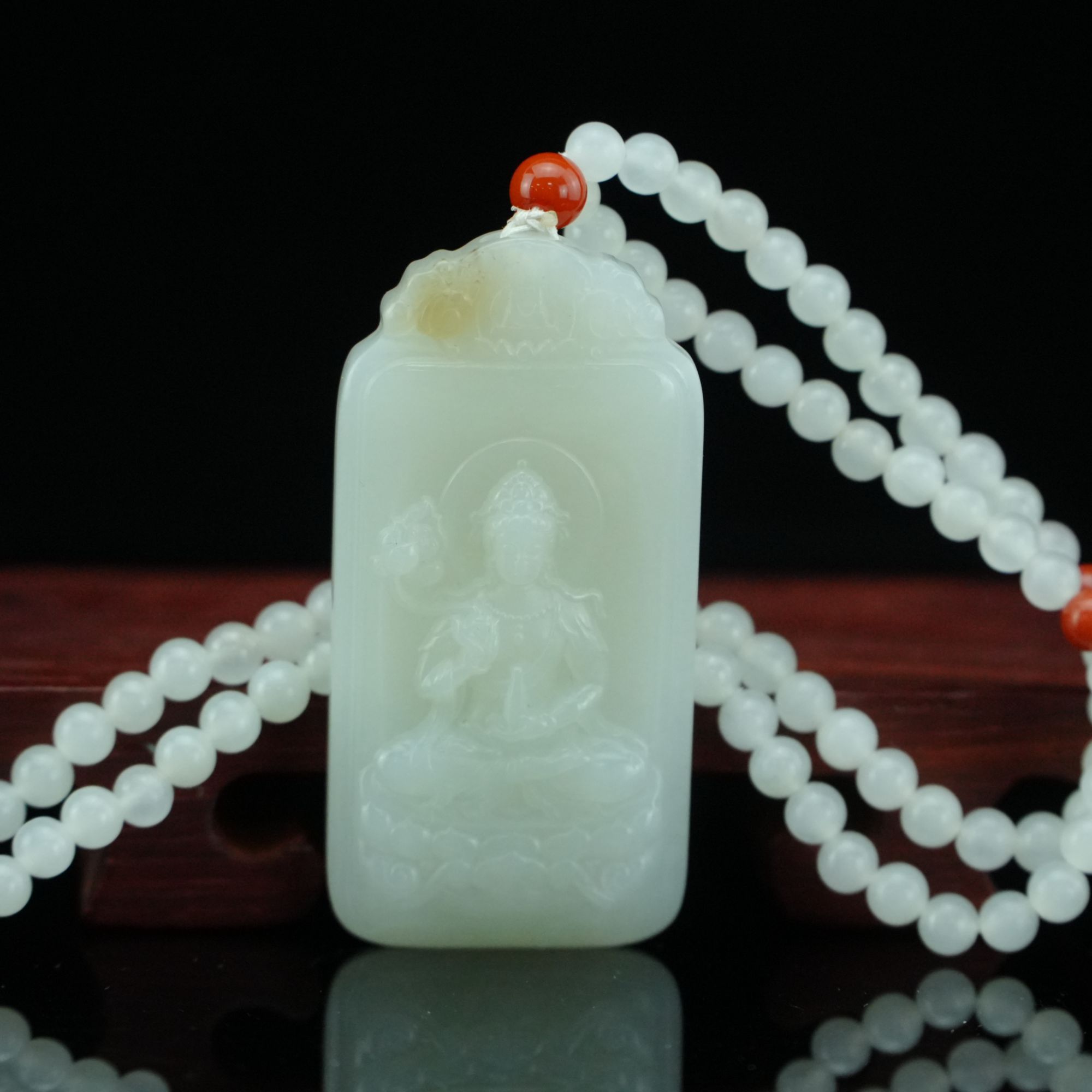 和田玉 持莲观音/朵云轩EW29026YF 