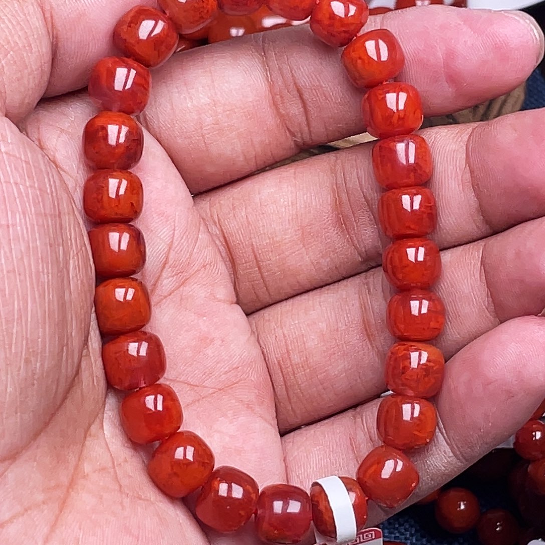 ****w南红玛瑙未镶嵌手链南红瓦西卡9老型火焰