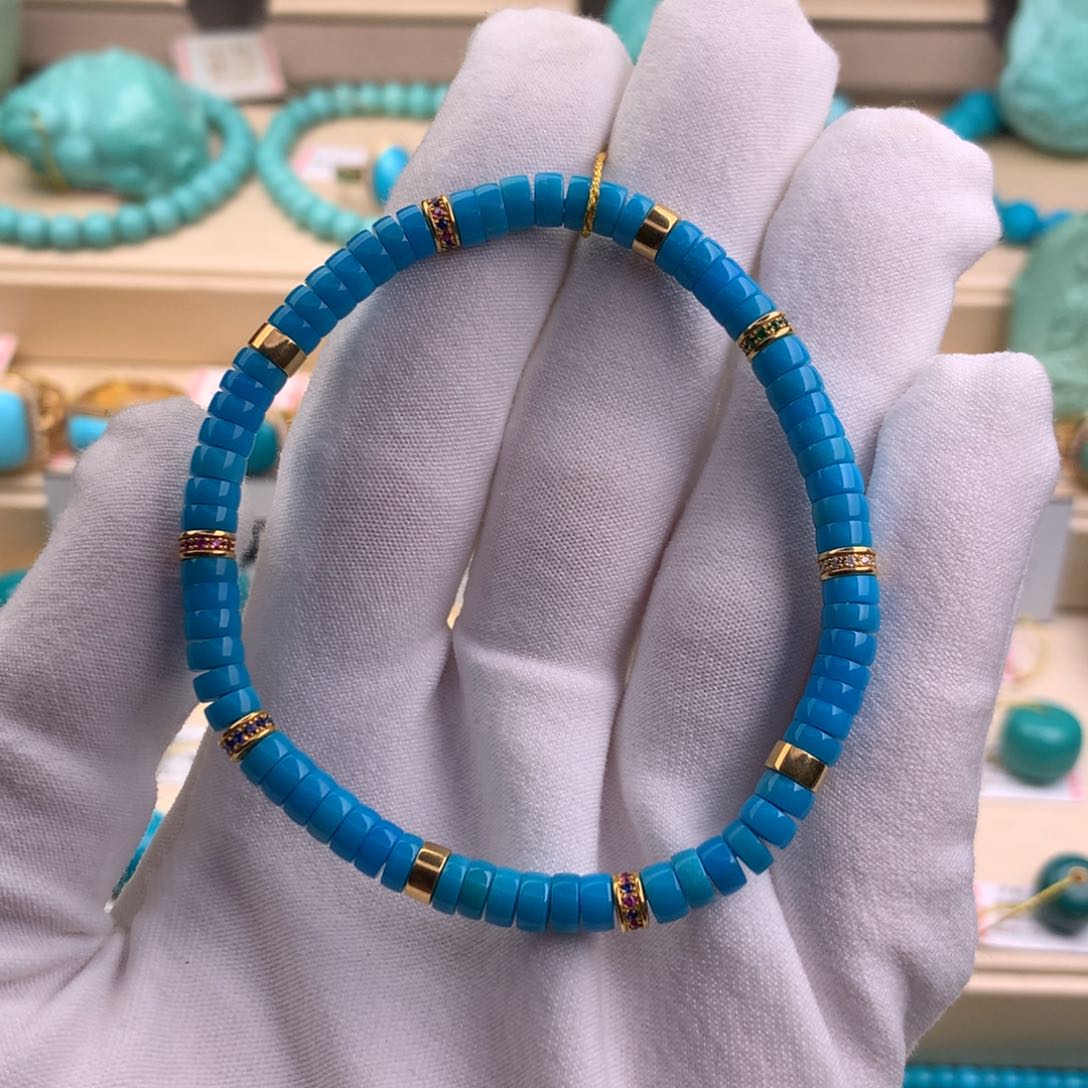 绿松石珠宝奇石18K金镶嵌