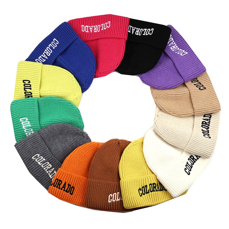 秋冬韩版字母刺绣毛线帽帽子户外运动跑步帽