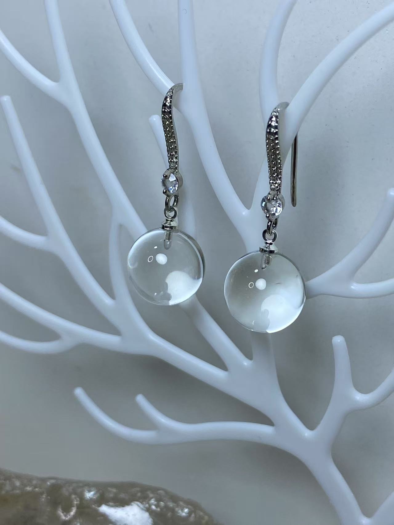 天然白水晶14M耳坠Q13