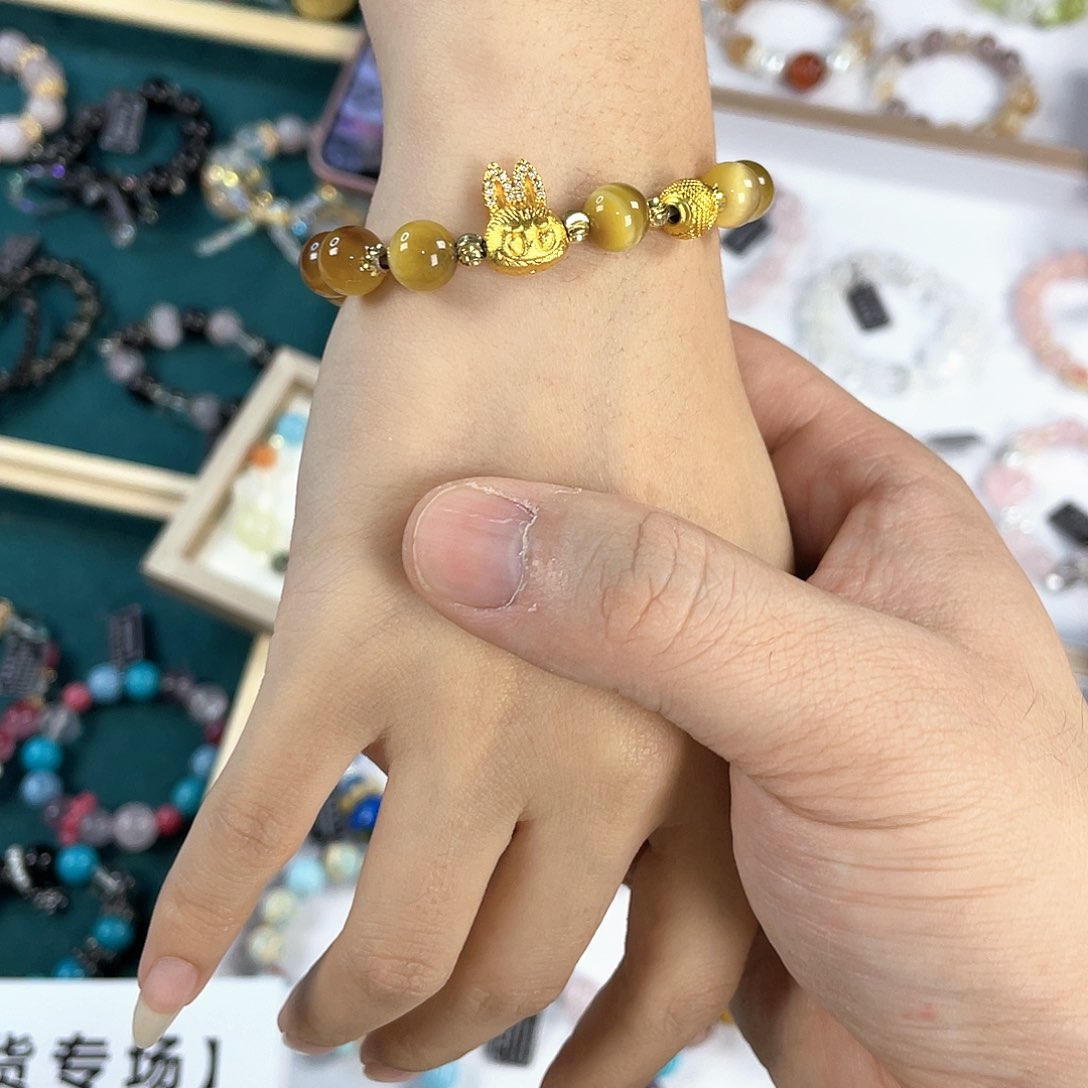 水晶手链银S925镀金镶嵌