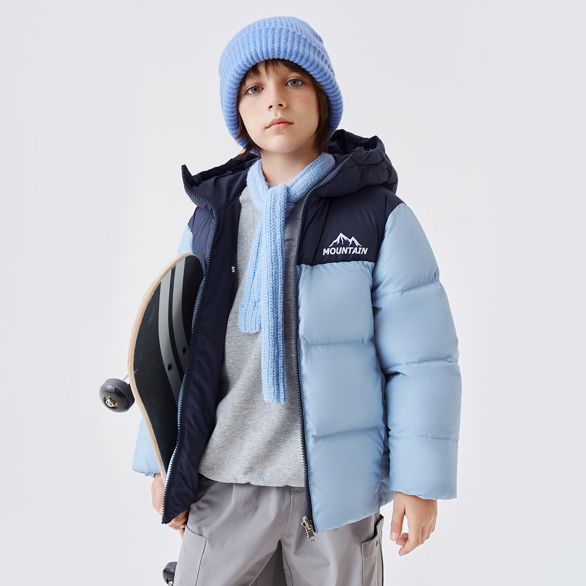 【双面双穿】雪中飞儿童连帽羽绒服秋冬加厚外套X2501419376FXT