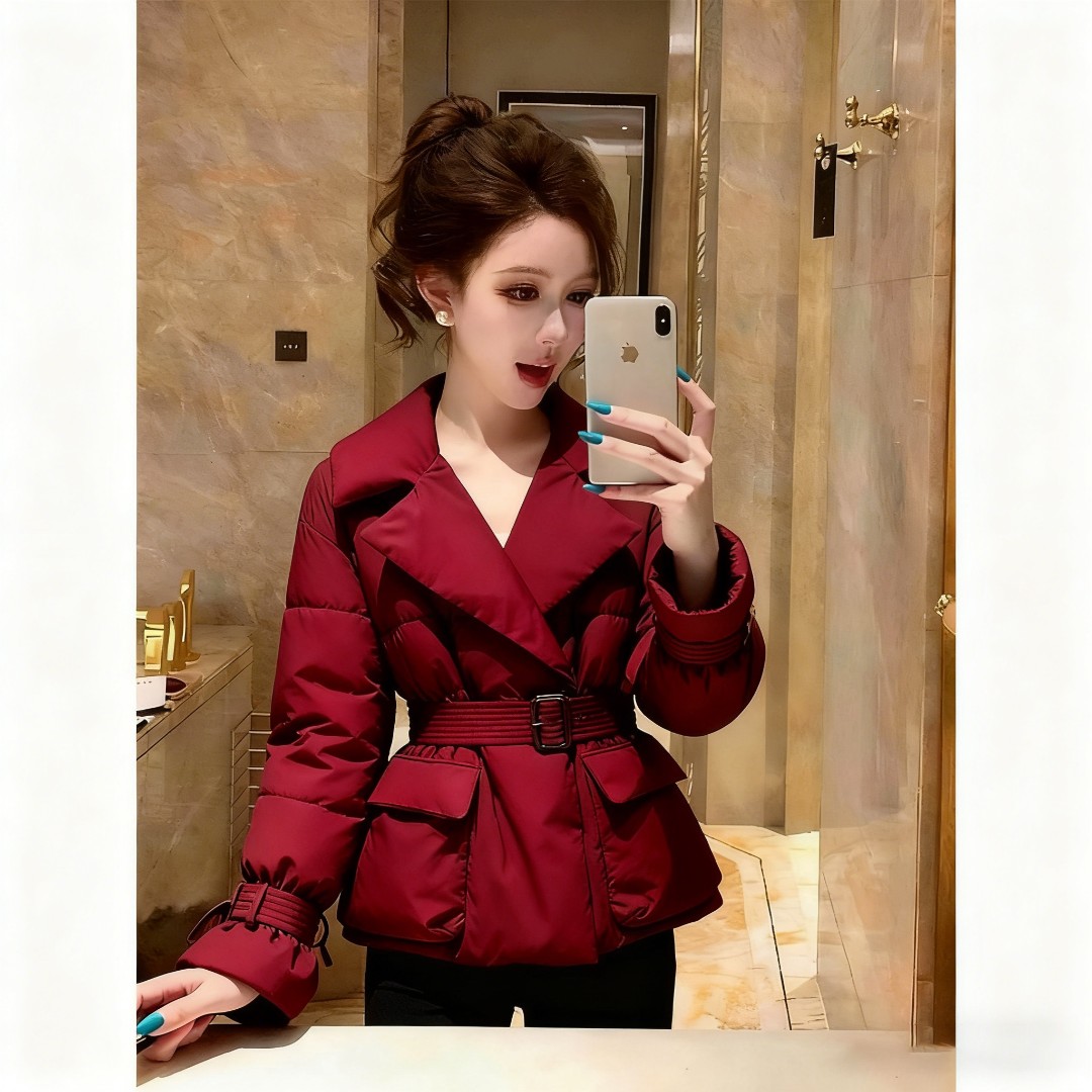 保暖棉服女款2025新款冬超好看轻奢高端气质收腰加厚咖色夹棉外套