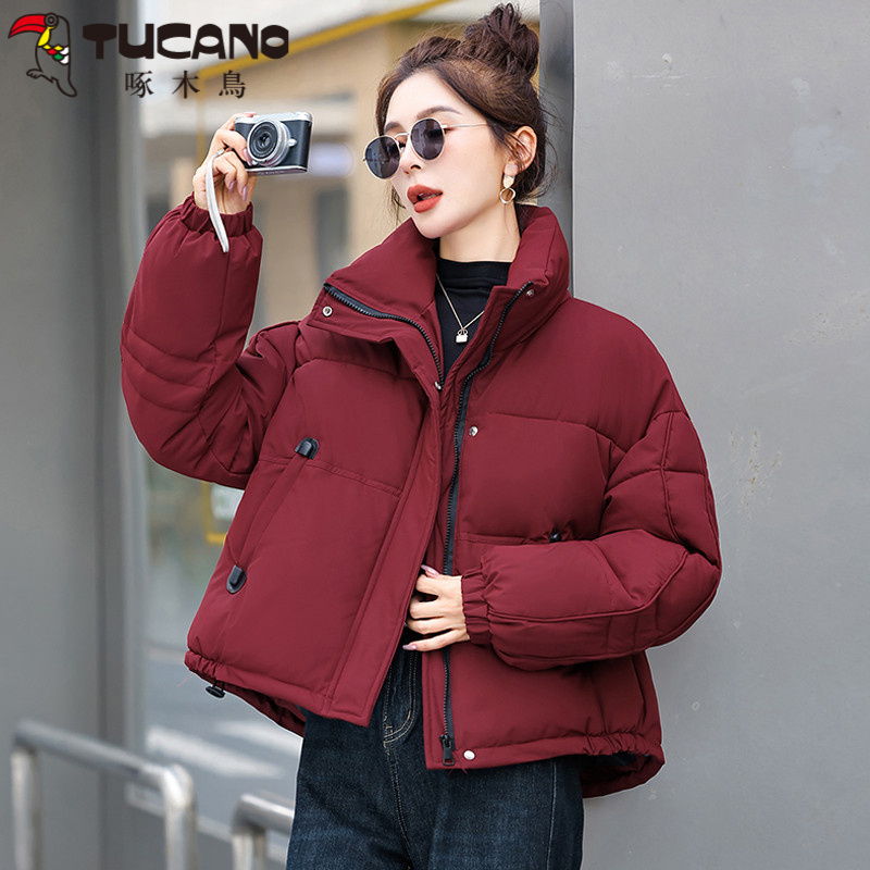 啄木鳥时尚短款立领服女2025冬季新款小个子减龄宽松大码保