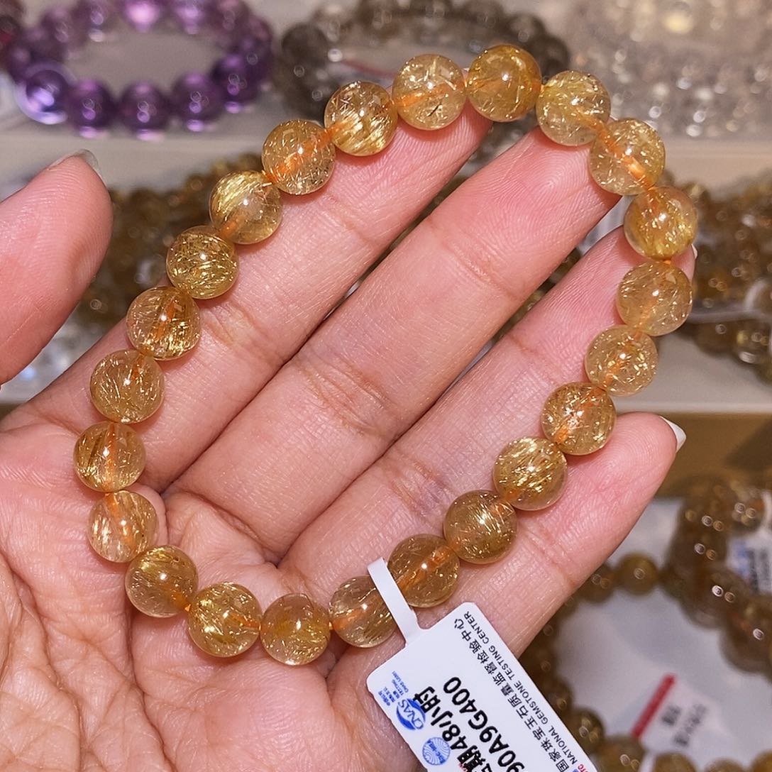 发晶手串未镶嵌慕*金发8.2m