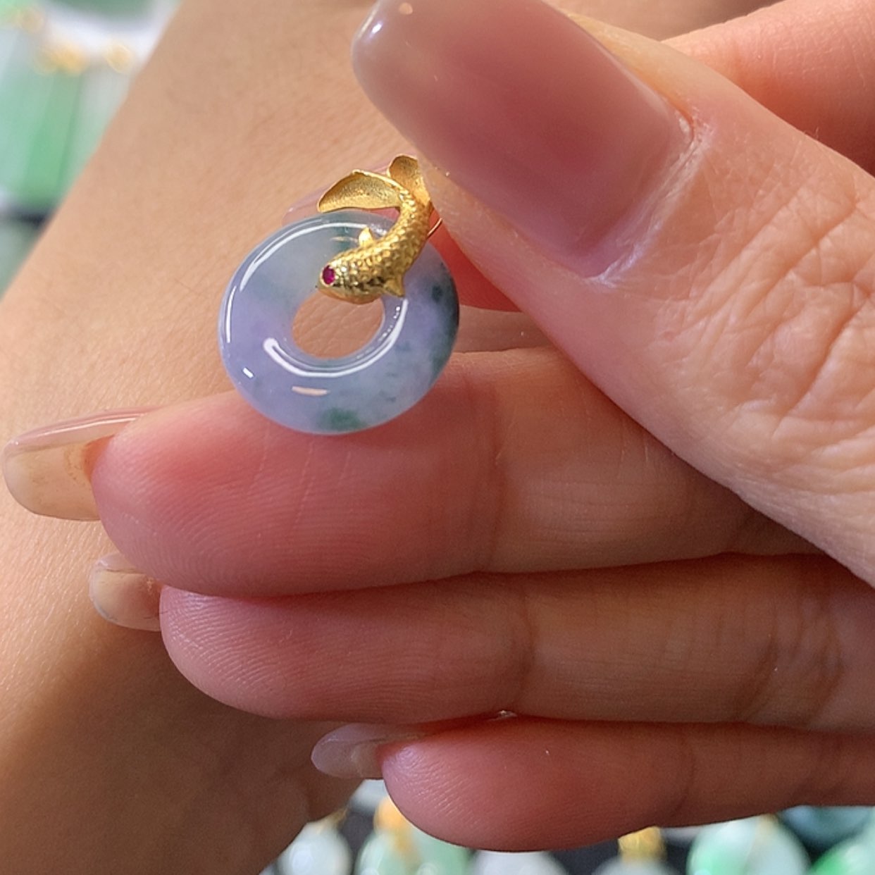 【闪购商品】翡翠吊坠(赠链)18K金镶嵌