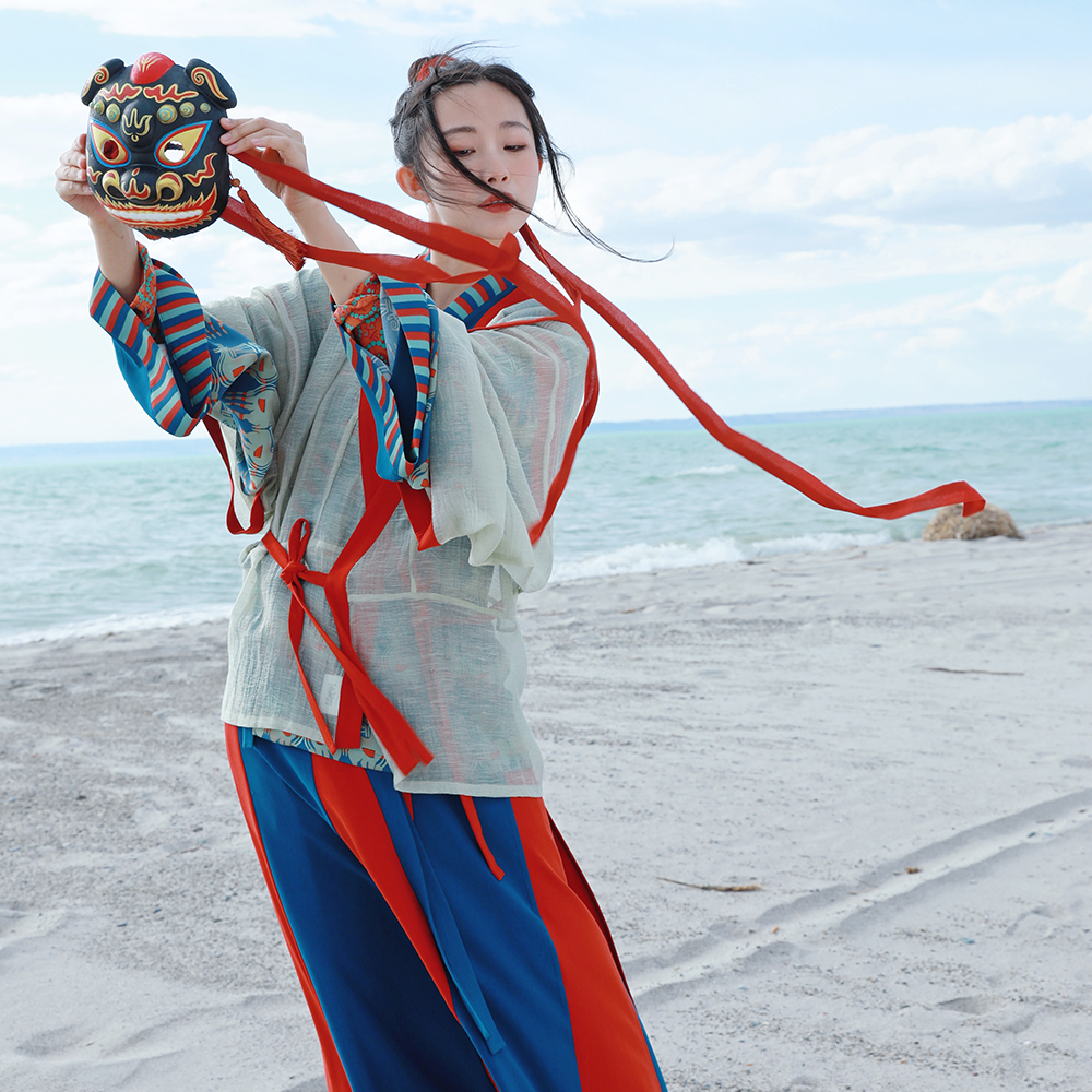 谜阿凰【苏幕遮苍兰】晋制复原汉服原创百搭襦破裙帅气套装女春夏