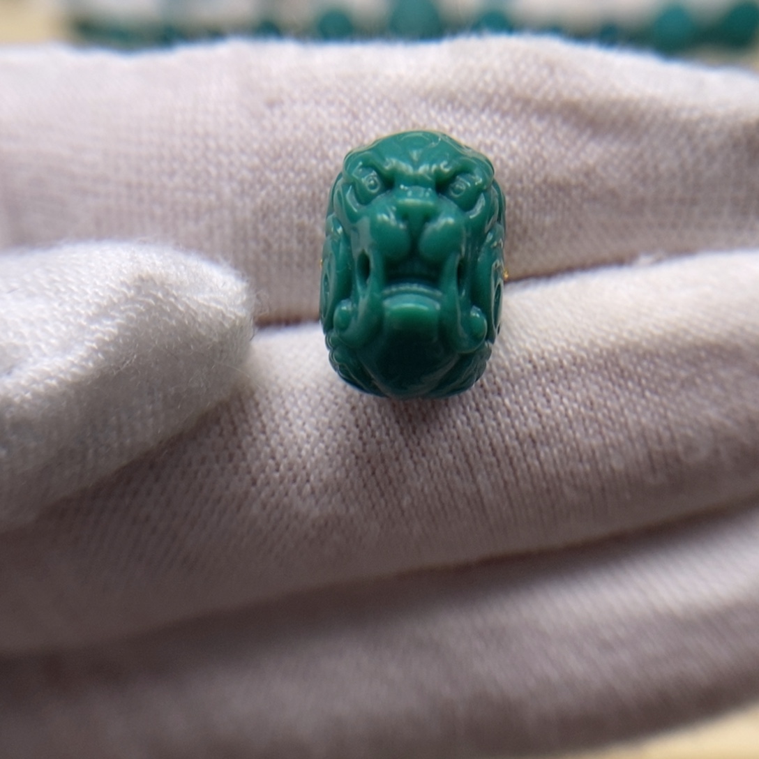 绿松石未镶嵌珠宝奇石兽扣13.8mm