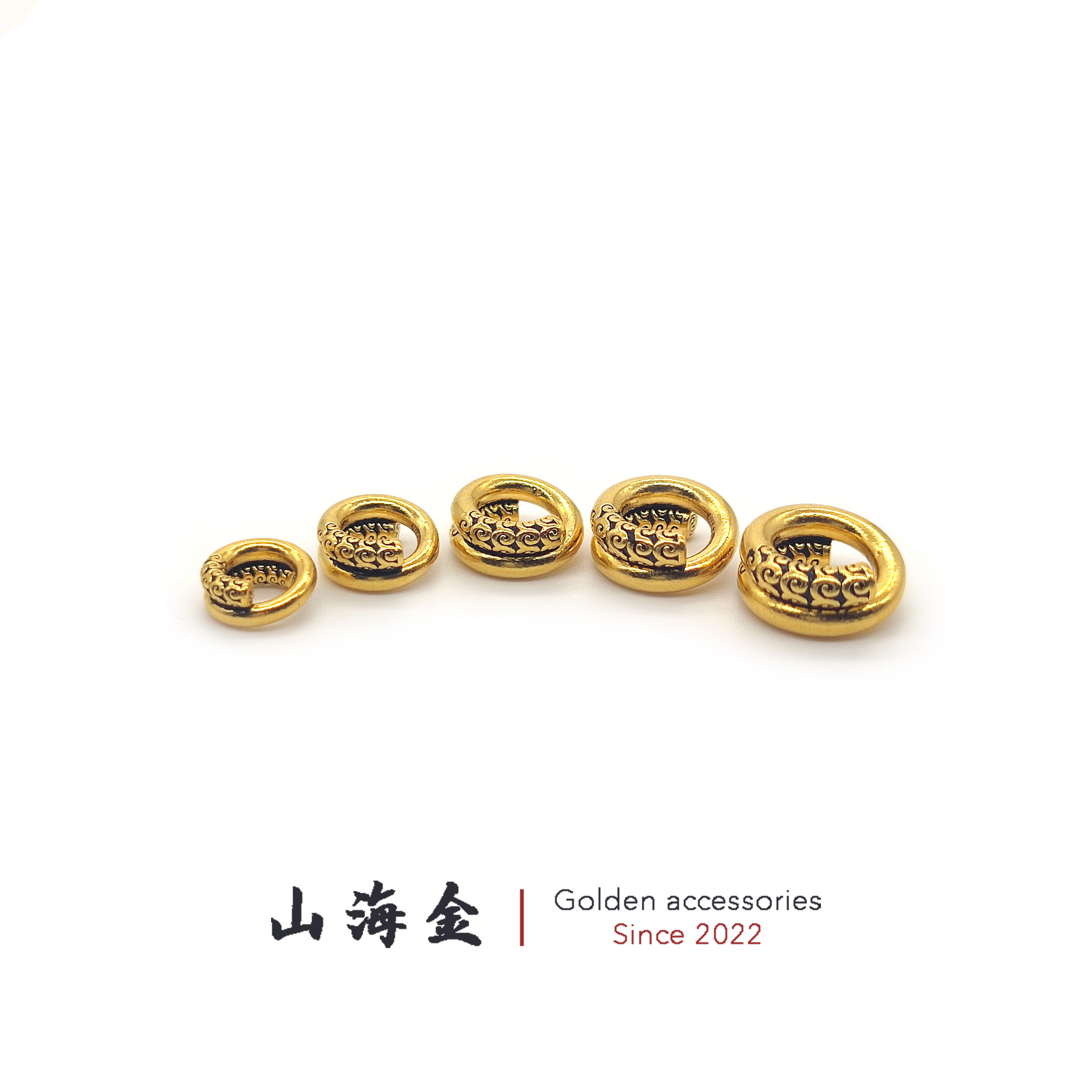 山海金 24K金999足金金箍棒卡环黑金悟空跑环橄榄核手串佛珠配饰