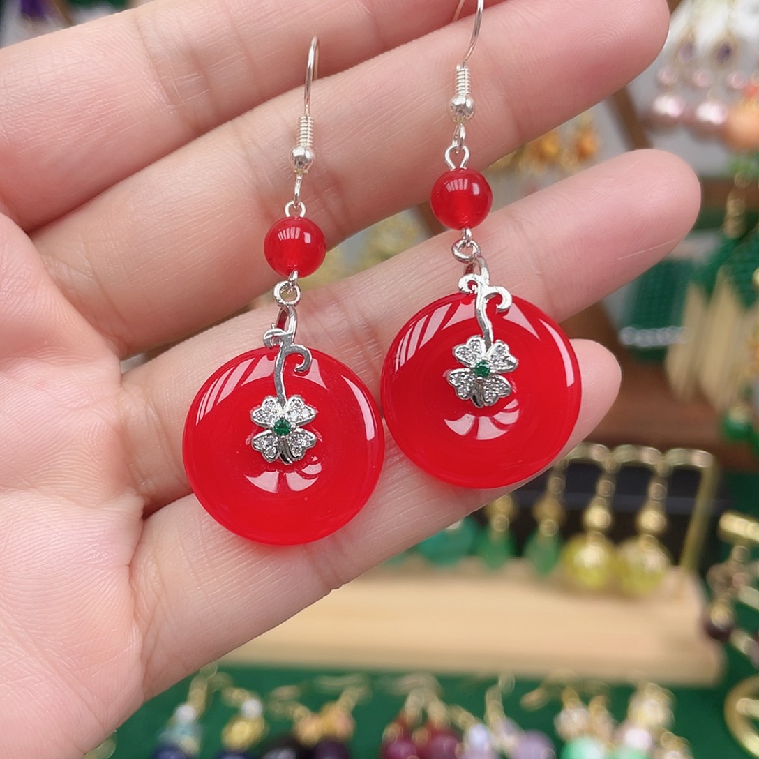 玛瑙/玉髓合金耳饰