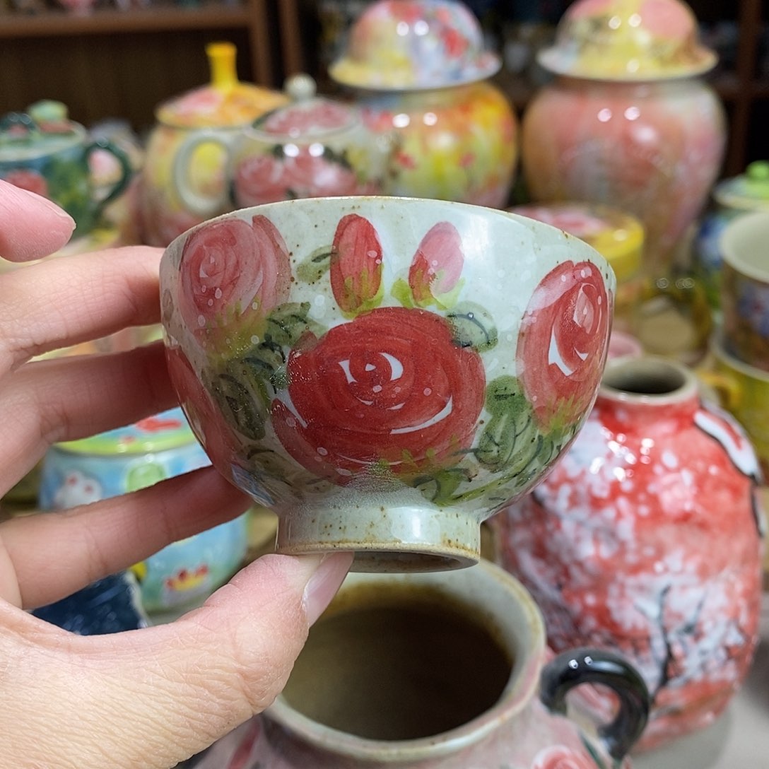 瓷片新年快乐手绘陶瓷
