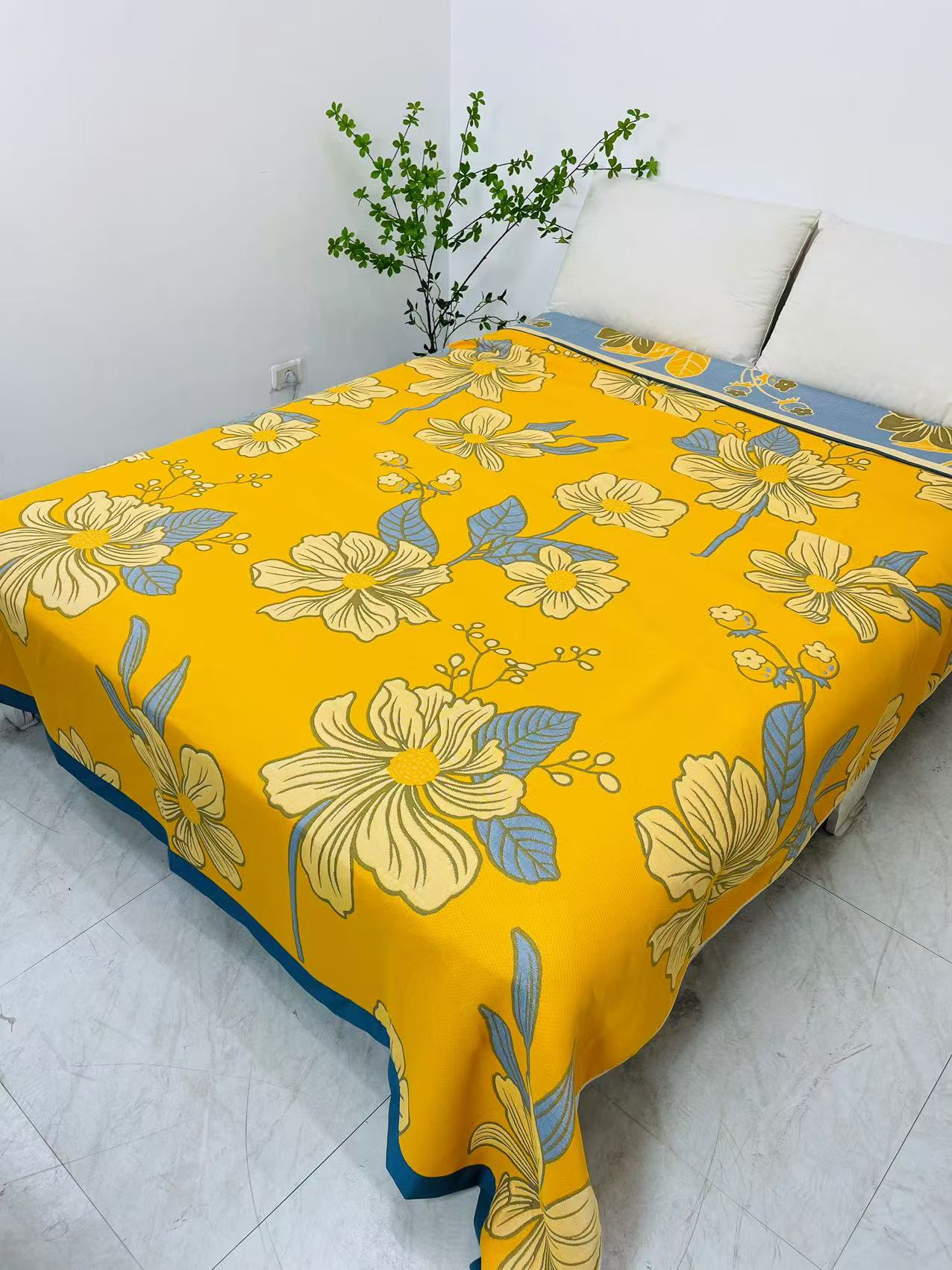 牡丹花开柔软大床床盖