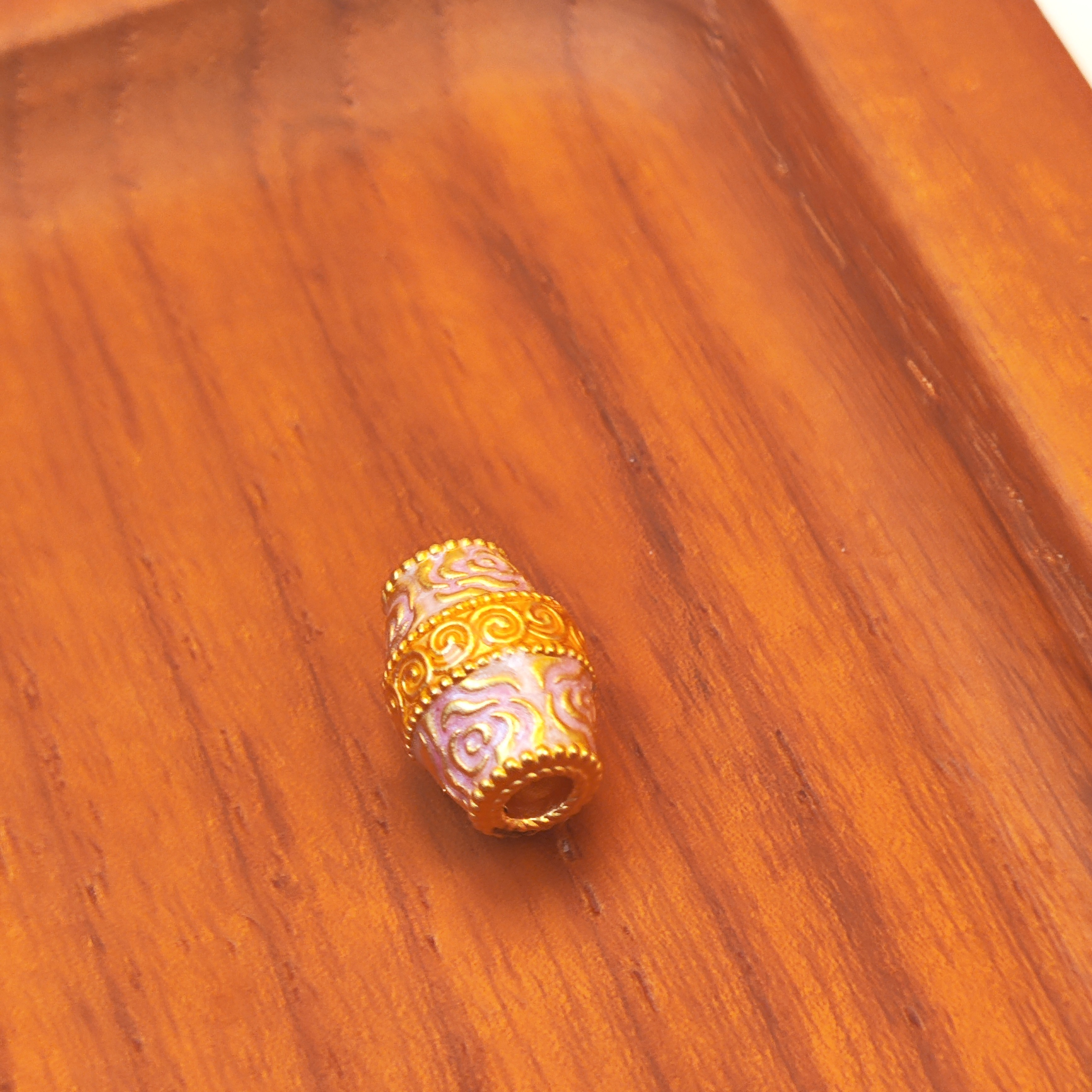 足金999珐琅彩花丝桶珠