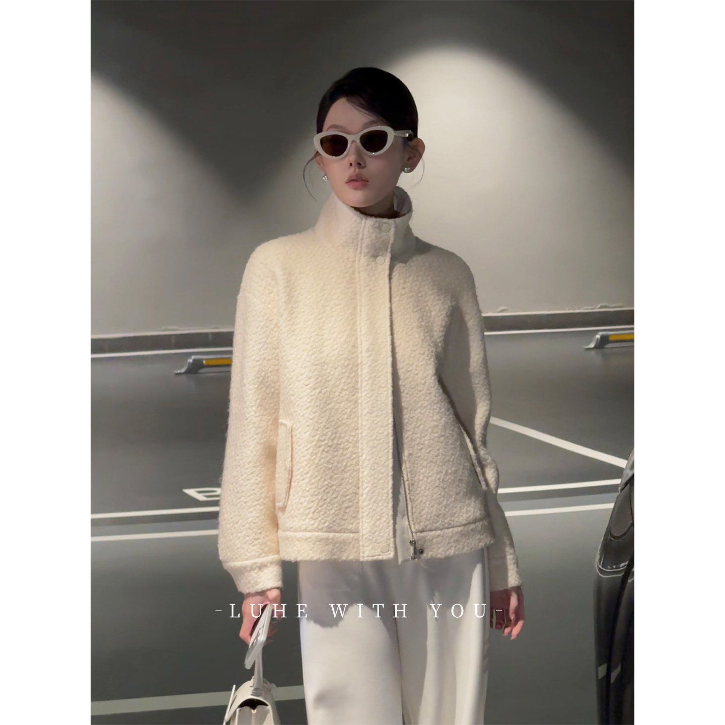 无艳一禾【冰岛糖霜】hehe私服~绵羊毛圈圈呢外套+休闲裤