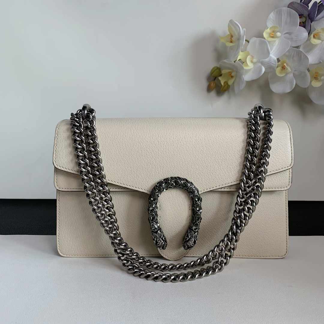 95新 GUCCI/古驰 【闲置】gucci钻扣酒神奶昔白