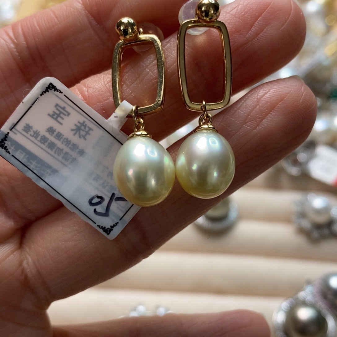 海水珍珠耳饰银S925镶嵌