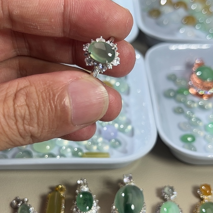 翡翠银S925镶嵌戒指