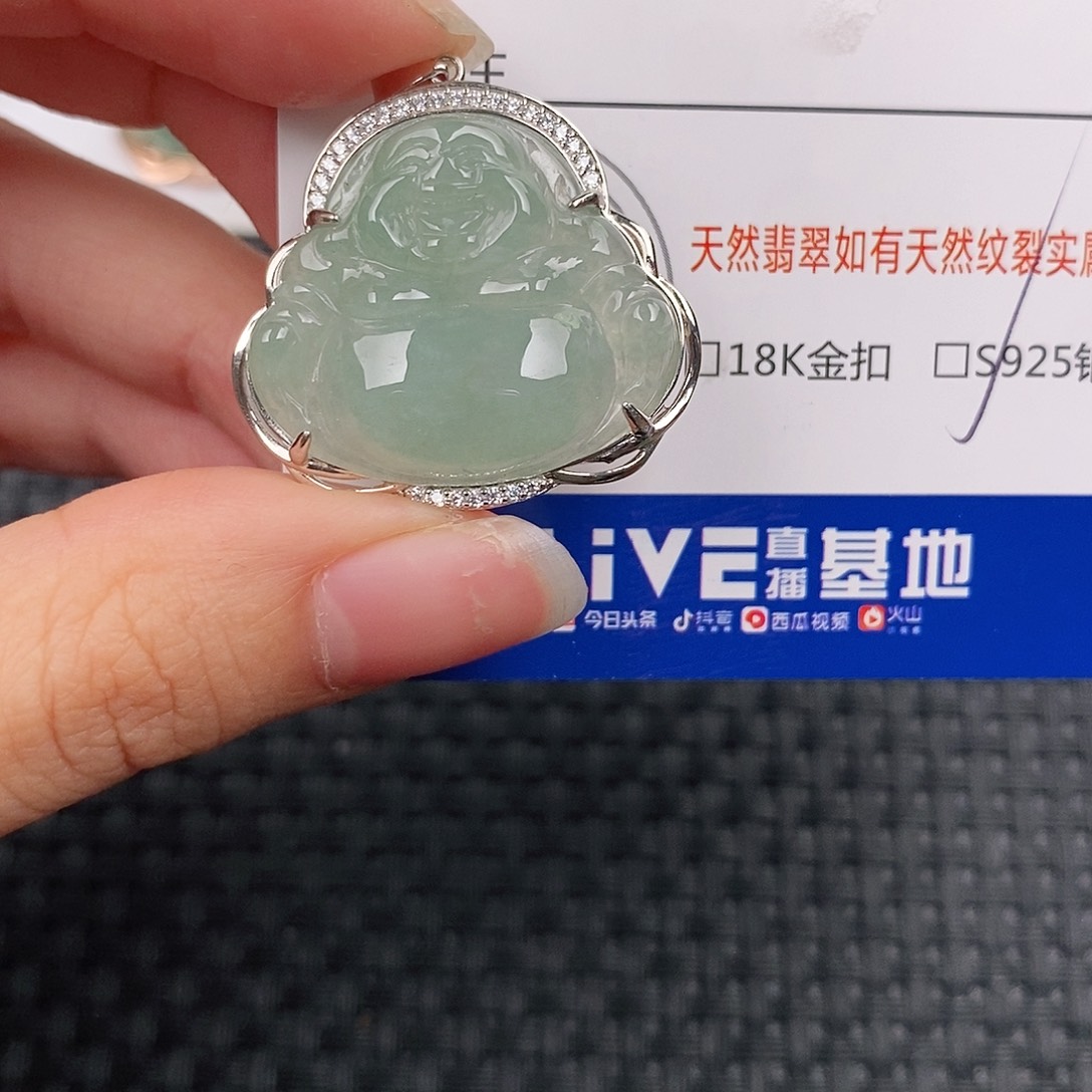 颈饰银S925镶嵌翡翠佛公