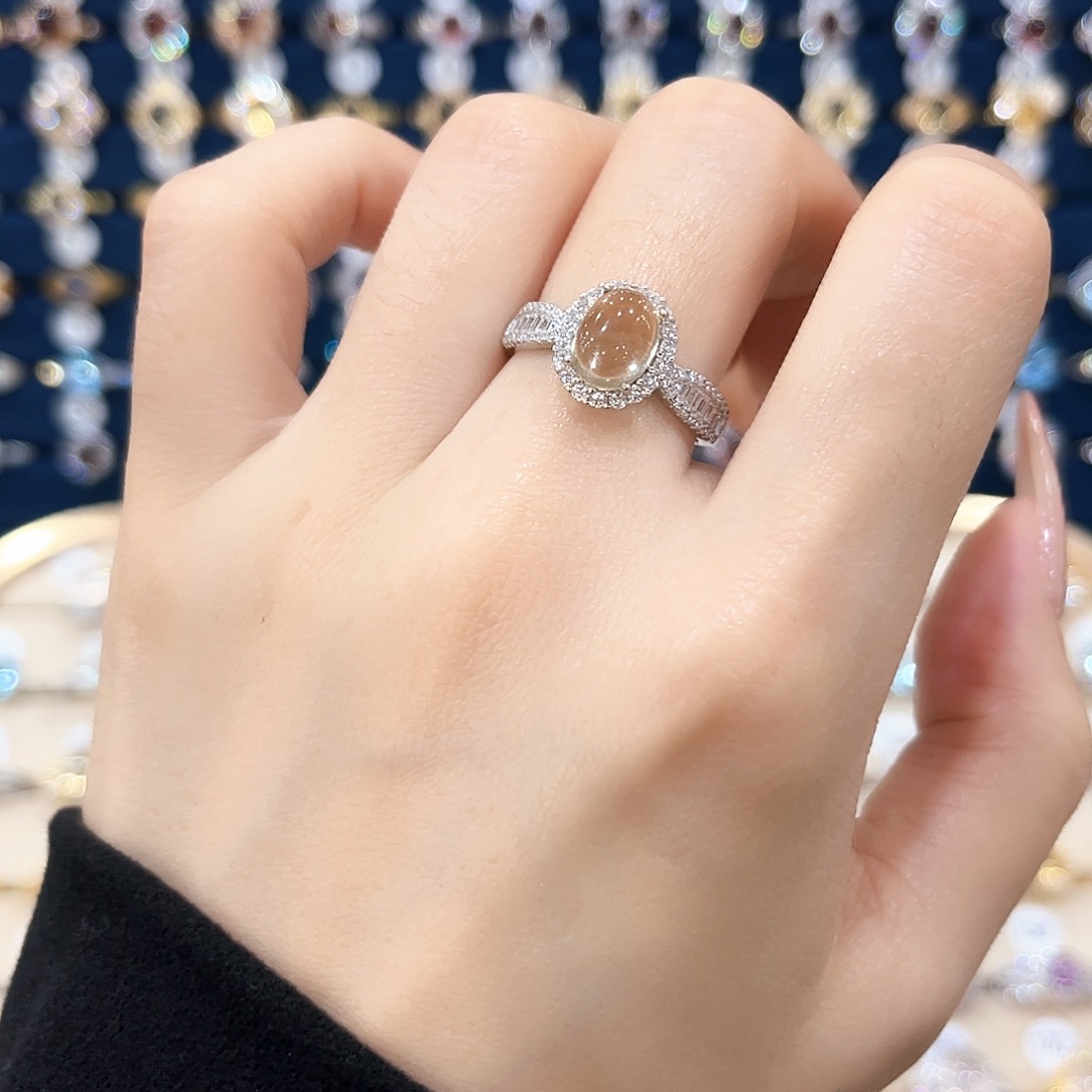 黄晶女款银S925镶嵌戒指